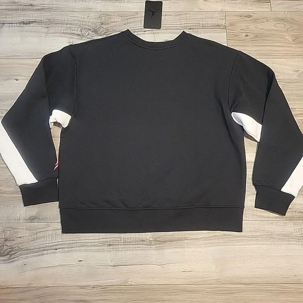 Air Jordan Sweater Girls XL Black Pink‎ Jumpman Logo Pullover Fleece Sweatshirt